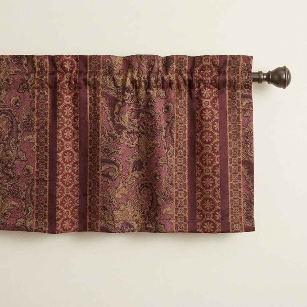 Vintage WAMSUTTA Blouson Valances SET OF 5 Hermitage Formal Maroon Gold NEW